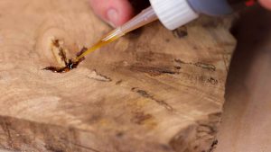 Using Apelusa CA Glue To Fill Insect Holes in Serving Boards and Turning Projects