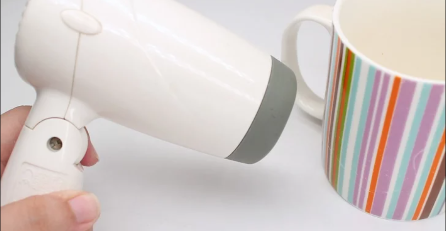 Drying the Porcelain Glue with a Blow Dryer